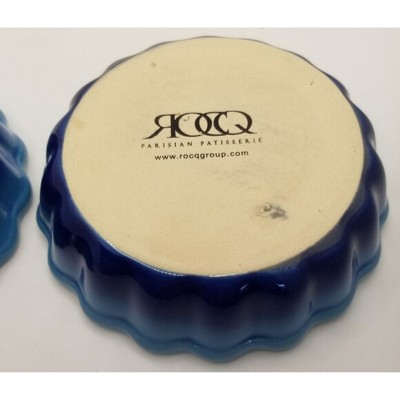 ROCQ Parisian Patisserie 5" Tart Flan Quiche Baking Ramekin Dish blue pair - Picture 10 of 11